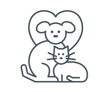 A dog and cat with a heart in the background.