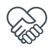 Two hands shaking, forming a heart.
