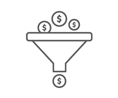 Coins moving through a funnel.