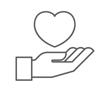 A hand holding up a heart.